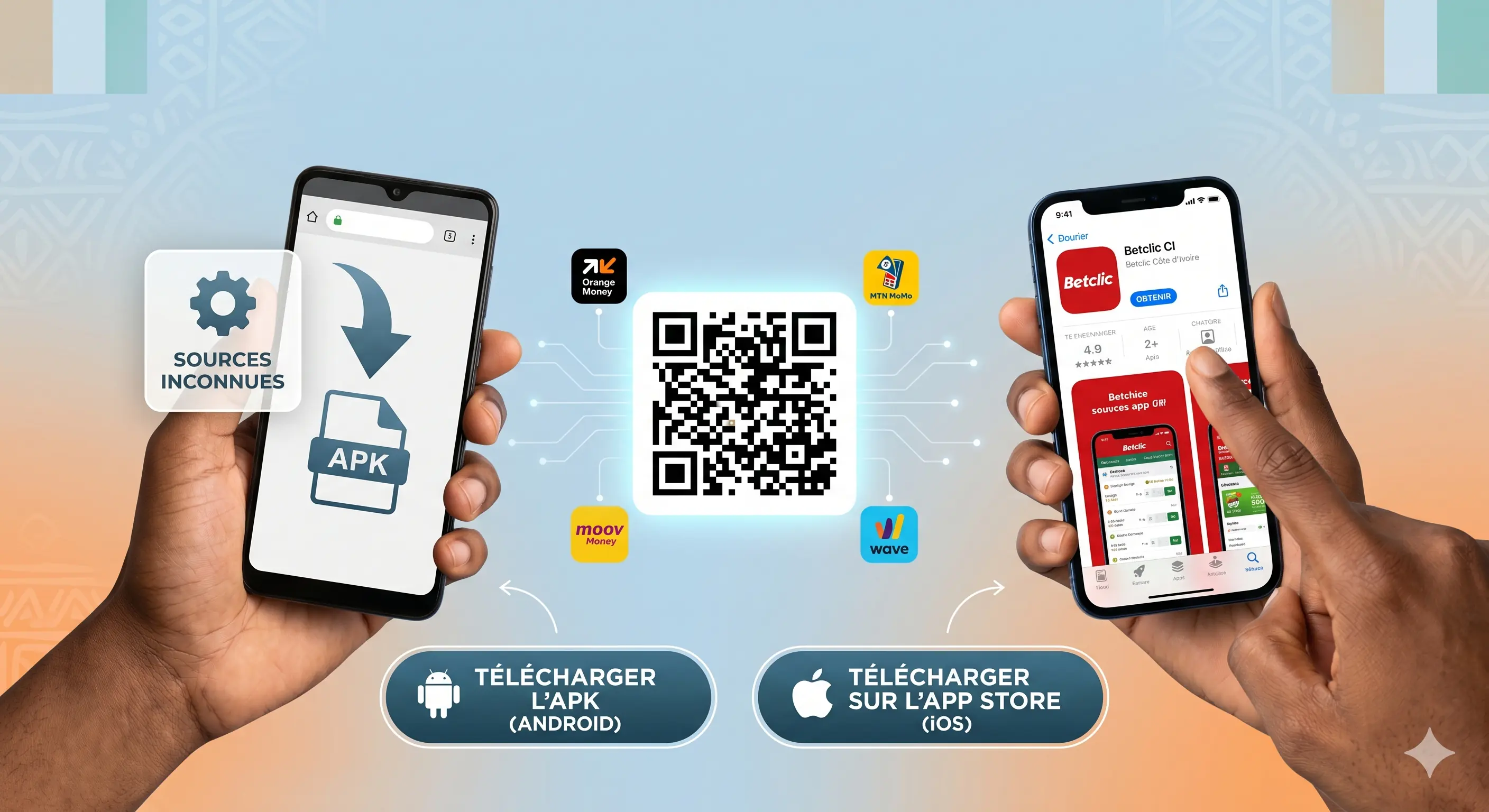 Guide visuel téléchargement Betclic Android APK et iOS App Store